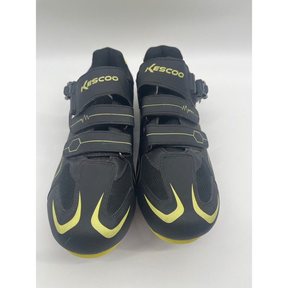 KESCOO Black‎ Yellow Cycling Shoes Cleats Size 47 Road Bike Spd Compatible - Picture 3 of 6